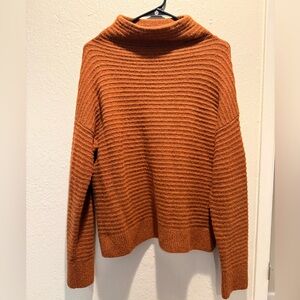 Madewell Belmont Ribbed Mock Turtleneck Sweater - Warm Orange
